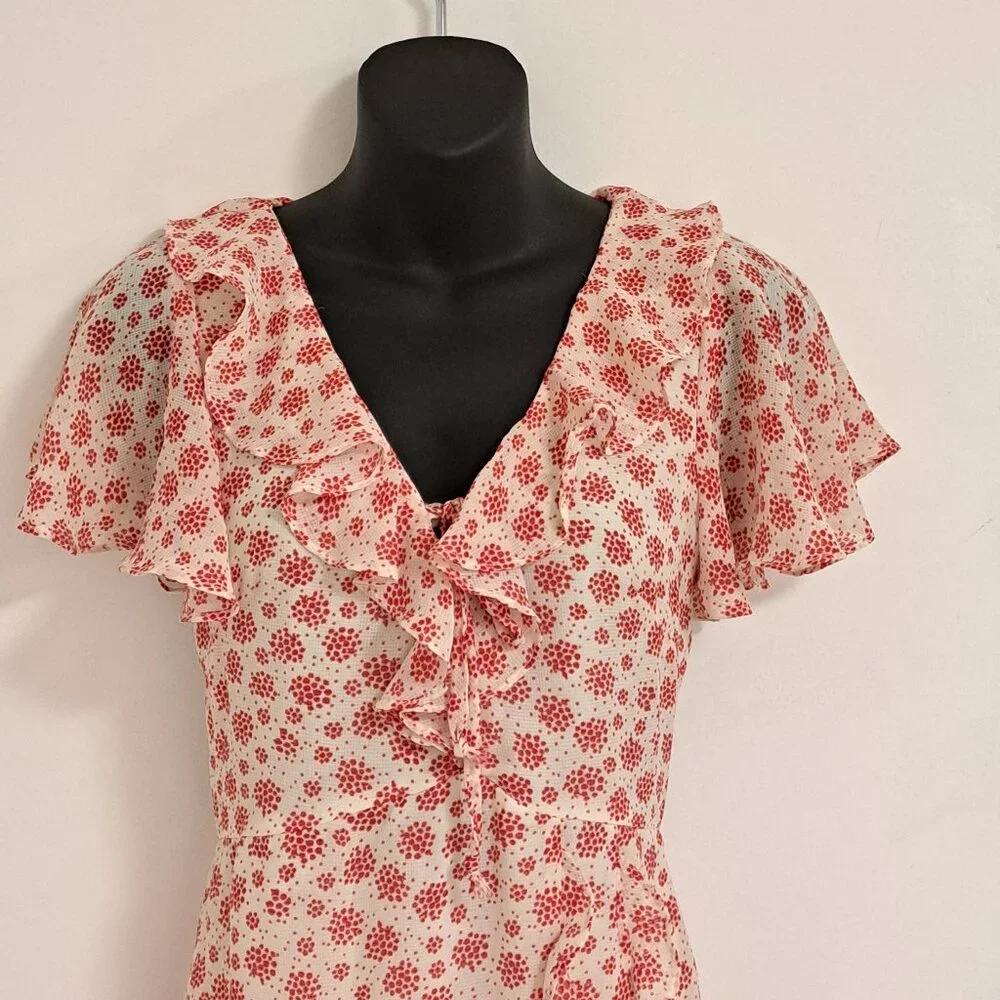 Princess Polly Women's White and Red Ruffled Mini Dress Misses Size 0 - Picture 5 of 11